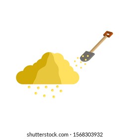 A Pile Of Sand With A Shovel Icon.3d Vector Illustration And Isometric View.