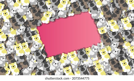 Pile of siberian husky puppy stickers. Background image of puppies random stickers with paper cut effect style.