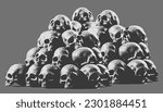 Pile of Skulls Black and White for Background for Horror and Music Poster