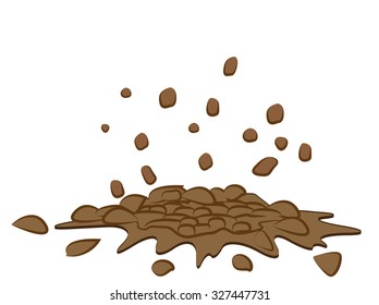 Pile of smashed  ground, heap of soil - vector illustration isolated on white background.