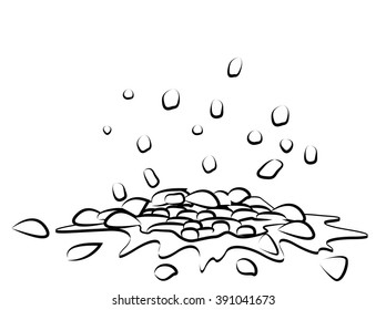 Pile of smashed  ground, heap of soil - vector silhouette illustration isolated on white background.