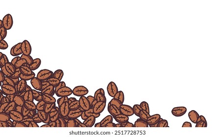 Pile of Soft Colored Coffee Beans for Banner Background or Packaging Design. Vector Illustration of Coffee Beans for Coffee Manufactures, Cafes and Restaurants.