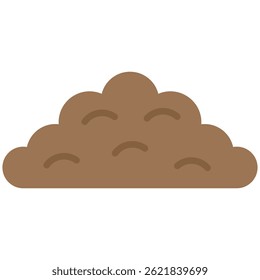 Uma pilha de solo ou composto, com uma forma arredondada e irregular.