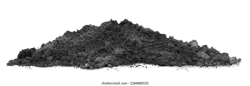 Pile of soil, dirt heap graphic element for agriculture, gardening, farm, nature environment design isolated on white background. Compost or fertilizer Realistic 3d vector illustration, clip art