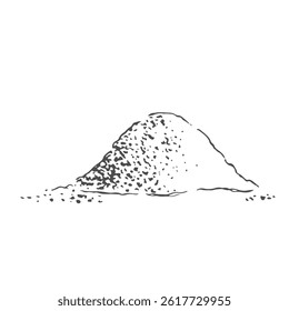 Pile of spices. Black pepper. Vector line art illustration on white background