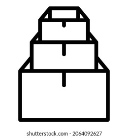 Pile stack box icon. Outline pile stack box vector icon for web design isolated on white background