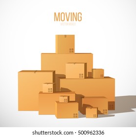 Pile of Stacked Boxes. Cardboard Boxes. Moving Concept. Moving Day. Vector Illustration.