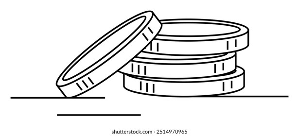 Pila de monedas apiladas, con una moneda inclinada, simboliza la acumulación, la riqueza, el ahorro, la estabilidad financiera y la inversión. Ideal para finanzas, banca, economía, gestión de patrimonios y ahorro educativo