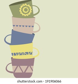  Pile of stacked cups. Vector Illustration.