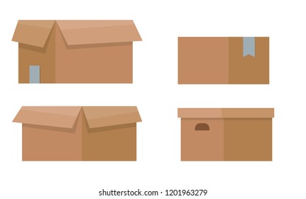 Pile of stacked sealed goods cardboard boxes. Flat style vector illustration isolated on white background.