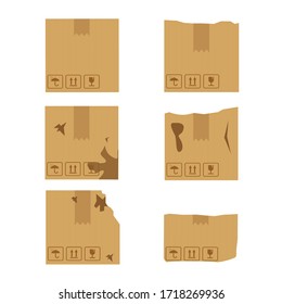 Pile of stacked sealed goods cardboard boxes. Flat style vector illustration isolated on white background.
