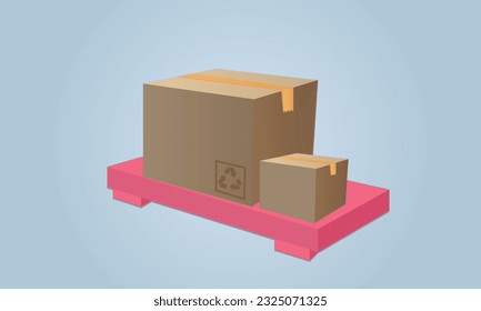 Pile of stacked sealed goods cardboard boxes icon.vector on blue background