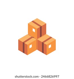 Pile of stacked sealed goods cardboard boxes. Flat style vector illustration isolated on color background.