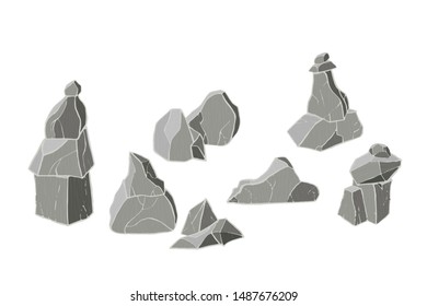 Pile of stone. Vector illustration. 3D realistic texture.
