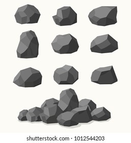 Pile of  stones, graphite coal. 