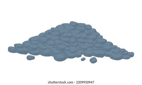 Pile of stones icon. Construction material, graphic element for website. Inventory and equipment for strengthening walls, floors and ceilings, forming foundation. Cartoon flat vector illustration