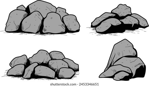 Pile of stones vector illustration. Rock mound