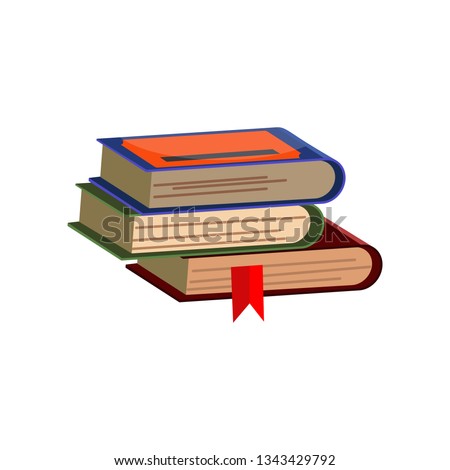 Pile of students books. Stack of dictionaries. Can be used for topics like encyclopedia, knowledge, literature