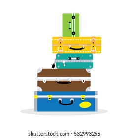 Pile of the suitcases. Luggage icon. Vector illustration.