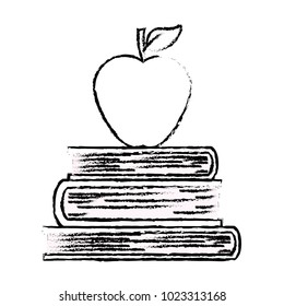 pile text books with apple