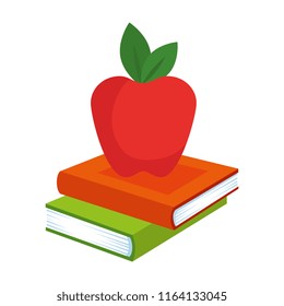 pile text books and apple
