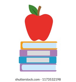 pile text books and apple