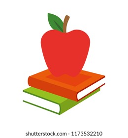 pile text books and apple