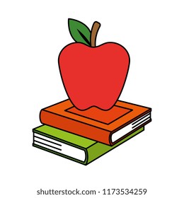 pile text books and apple