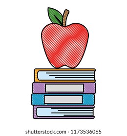 pile text books and apple