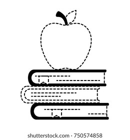 pile text books with apple