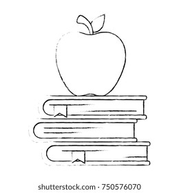 pile text books with apple