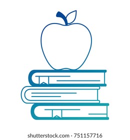 pile text books with apple