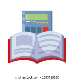 pile text books with calculator