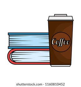 pile text books with coffee