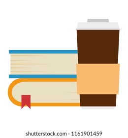 pile text books with coffee