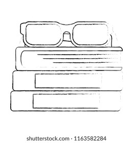 pile text books with glasses