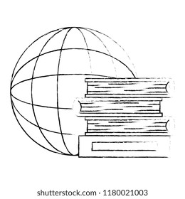 pile text books with planet