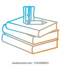 pile text books with sharpener and pencil
