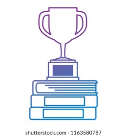 pile text books with trophy cup