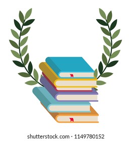 pile text books with wreath crown