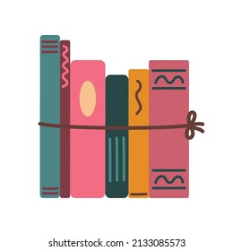 Pile of textbooks for reading and education. Vector flat illustration, isolated, cartoon. 