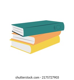Pile of textbooks for reading or studying, making research or other educational purposes. Isolated vector illustration in flat style