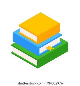 Pile of three Books. Education Infographic Concept  with Books Stack. Books stacked on top of each other. Vector illustration of isolated layers on a white background