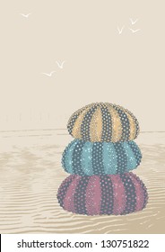 Pile of three sea urchins