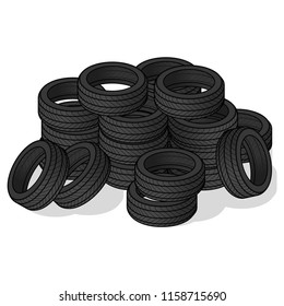 Pile of tire cartoon design vector illustration