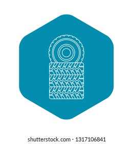 Pile of tires icon in outline style on a white background vector illustration