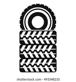 Pile of tires icon in simple style on a white background vector illustration