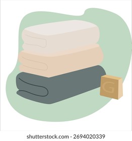 pile of towels and bars of soap
