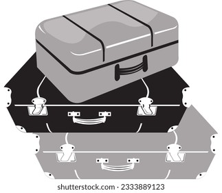 Pile of travel suitcases off center