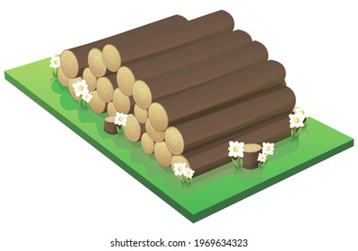 Pile of tree trunks (cut out)